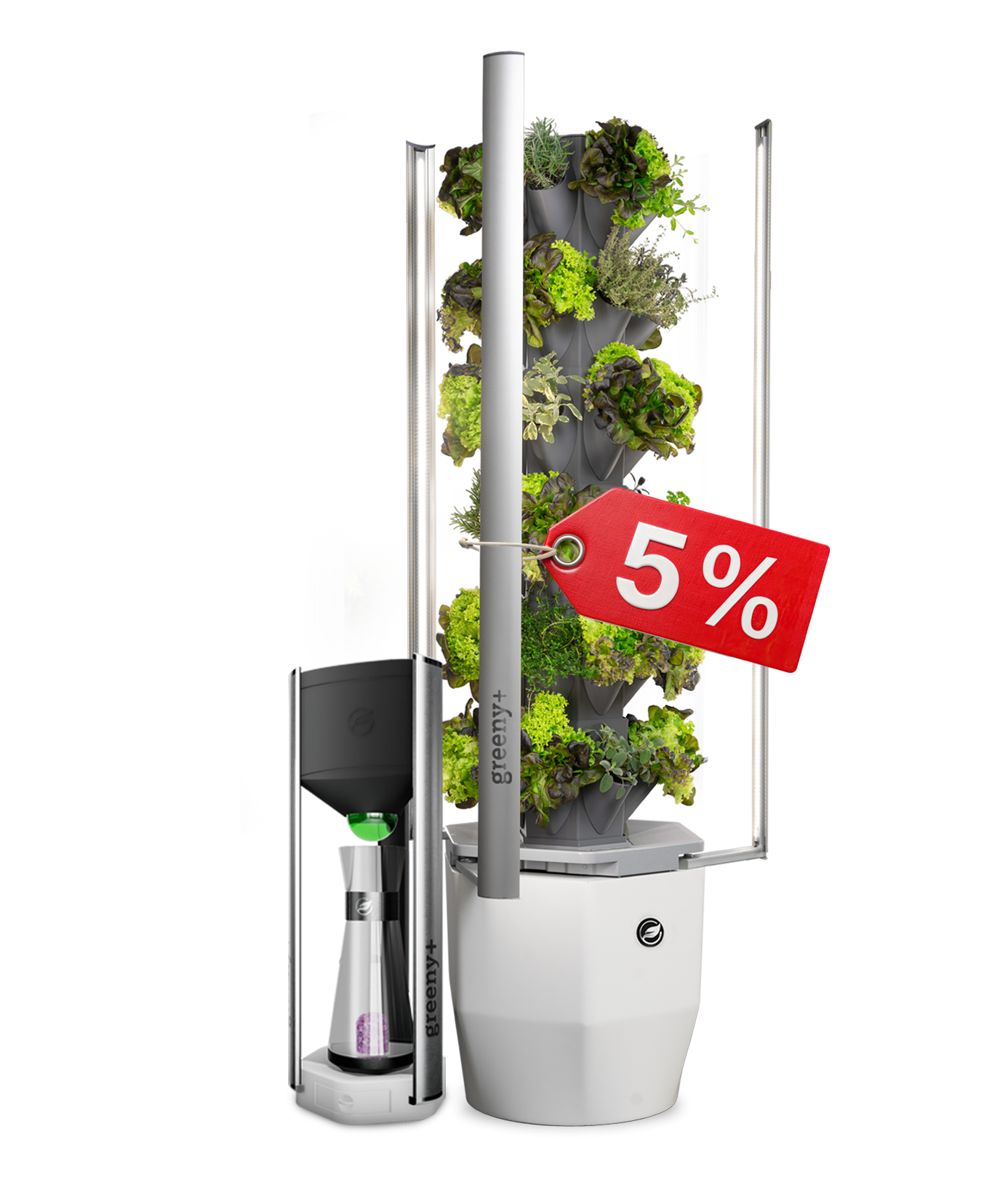 greenyBUNDLE - Aeroponic Tower und Wasserfilter