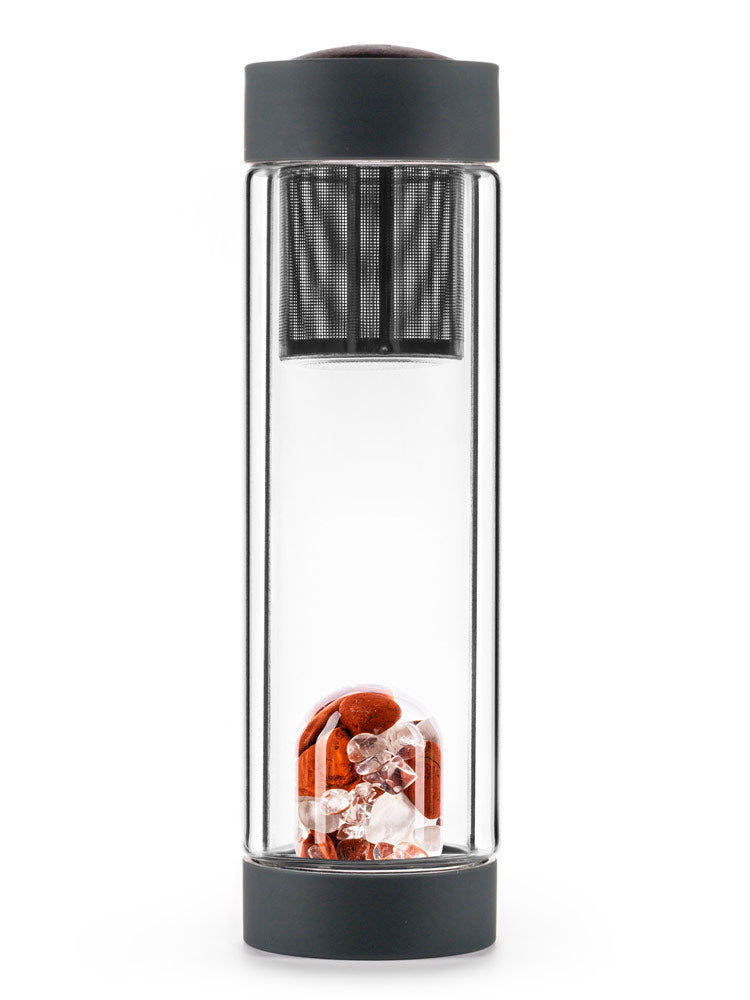 Edelsteinmodul und Sieb in Trinkflasche Fitness mit Deckel